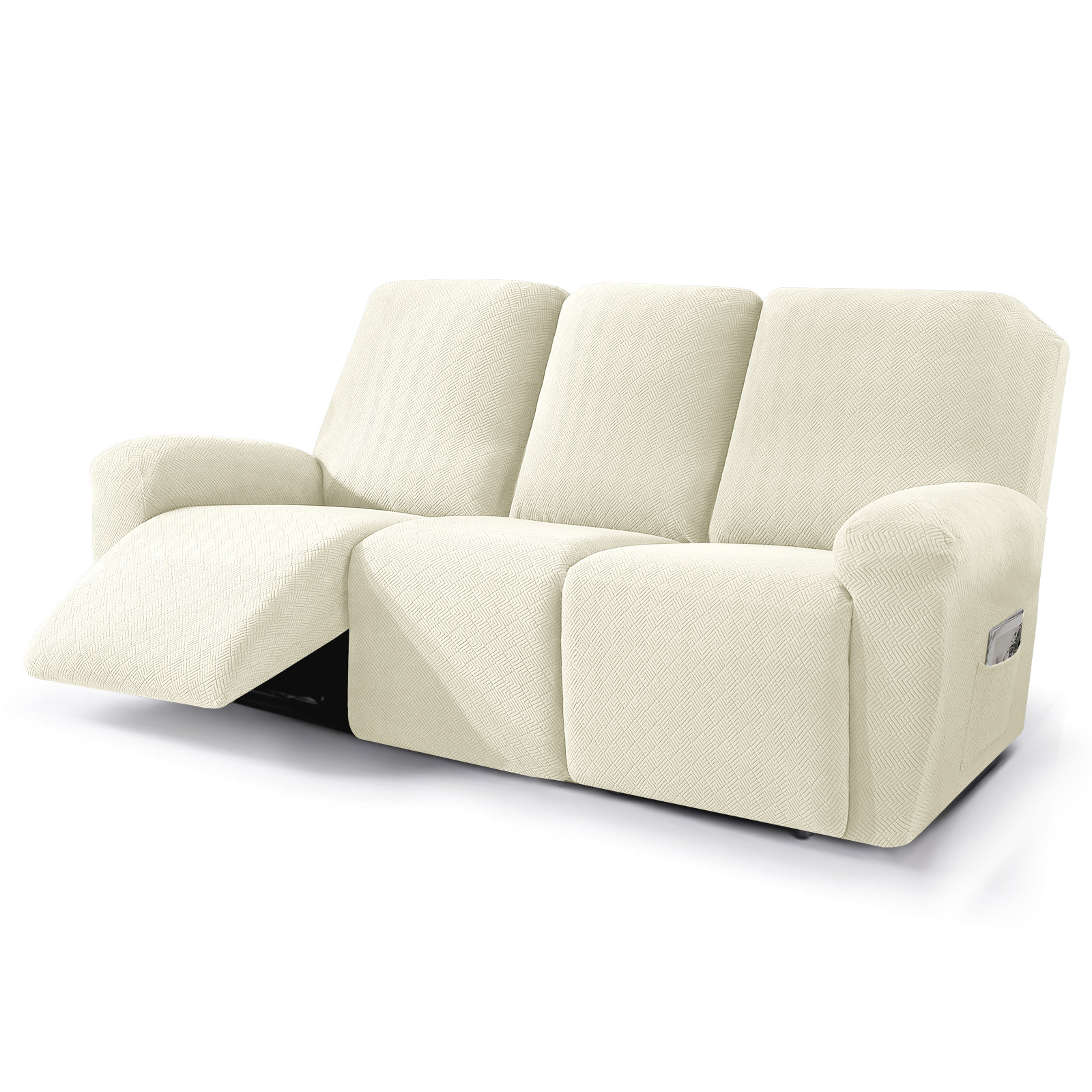 Nueva cubierta de sillón reclinable Jacquard diamante cubierta de sillón reclinable elástica cubierta de sofá de cuatro estaciones con bolsillo cubierta de sillón de masaje de color sólido