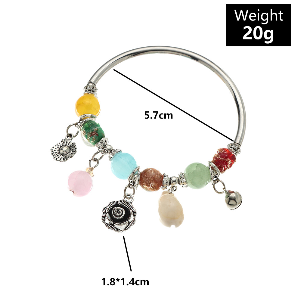 Glass Bead Shell Flower Pendant Adjustable Bracelet wholesale jewelry Nihaojewelry