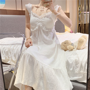 Ins Sweet and Pure Desire with Chest Pad Sling Nightgown Women's Summer 2024 New Pajamas Home Clothes suit