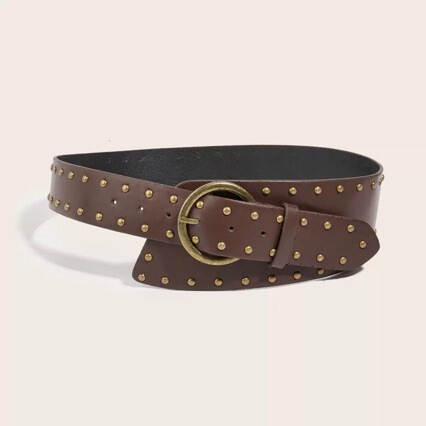 American Retro Belt for Women 2025 New Style Rivet Punk Style Belt Versatile with Jeans with Unique Y2K Black Design