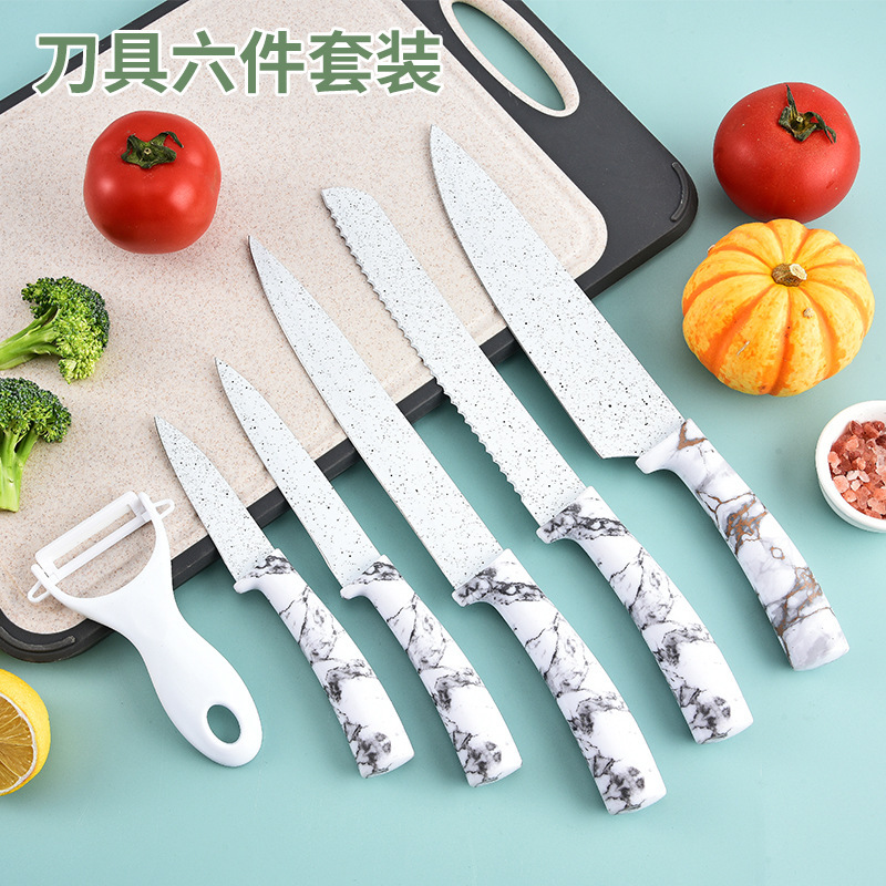 Cuchillo de succión de tarjeta de acero inoxidable 6 piezas de cuchillo de mármol doméstico cuchillo afilado cuchillo de cocina universal conjunto de cuchillo de cocina