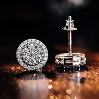 Круглые серьги Mosan с маленькими разбитыми бриллиантами D/VVS Mosan Круглые серьги с бриллиантами Простые серьги из золота K