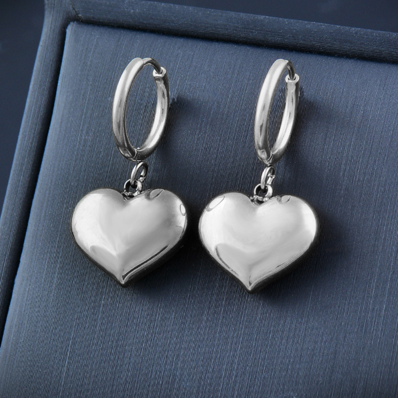 Women'S Gender Gold Plated Design Fashion Heart Shape Titanium Steel Gold Plated Earrings Necklace