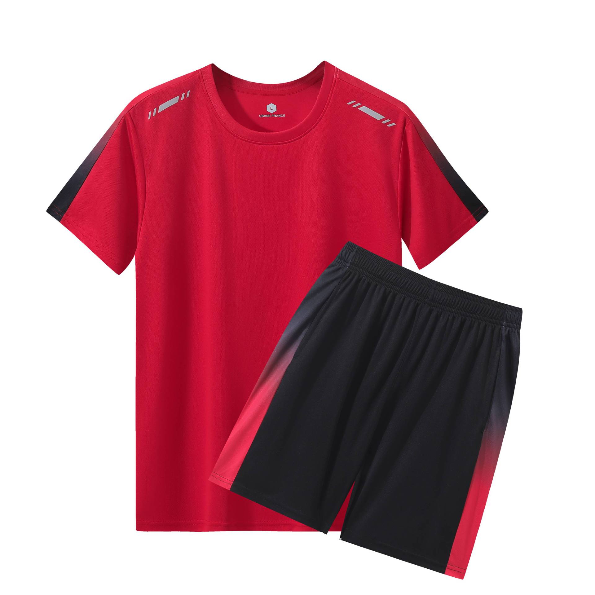 Traje deportivo Camiseta de secado rápido para hombre Camiseta de manga corta para correr ropa de fitness de verano casual de dos piezas al por mayor