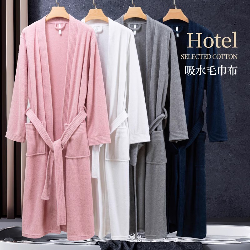 Towel Cloth Bathrobe Absorbent Quick-drying Women's Summer Couple's Nightgown Men's Bathrobe Thin Hotel Spring and Autumn Tien Long Morning Gown