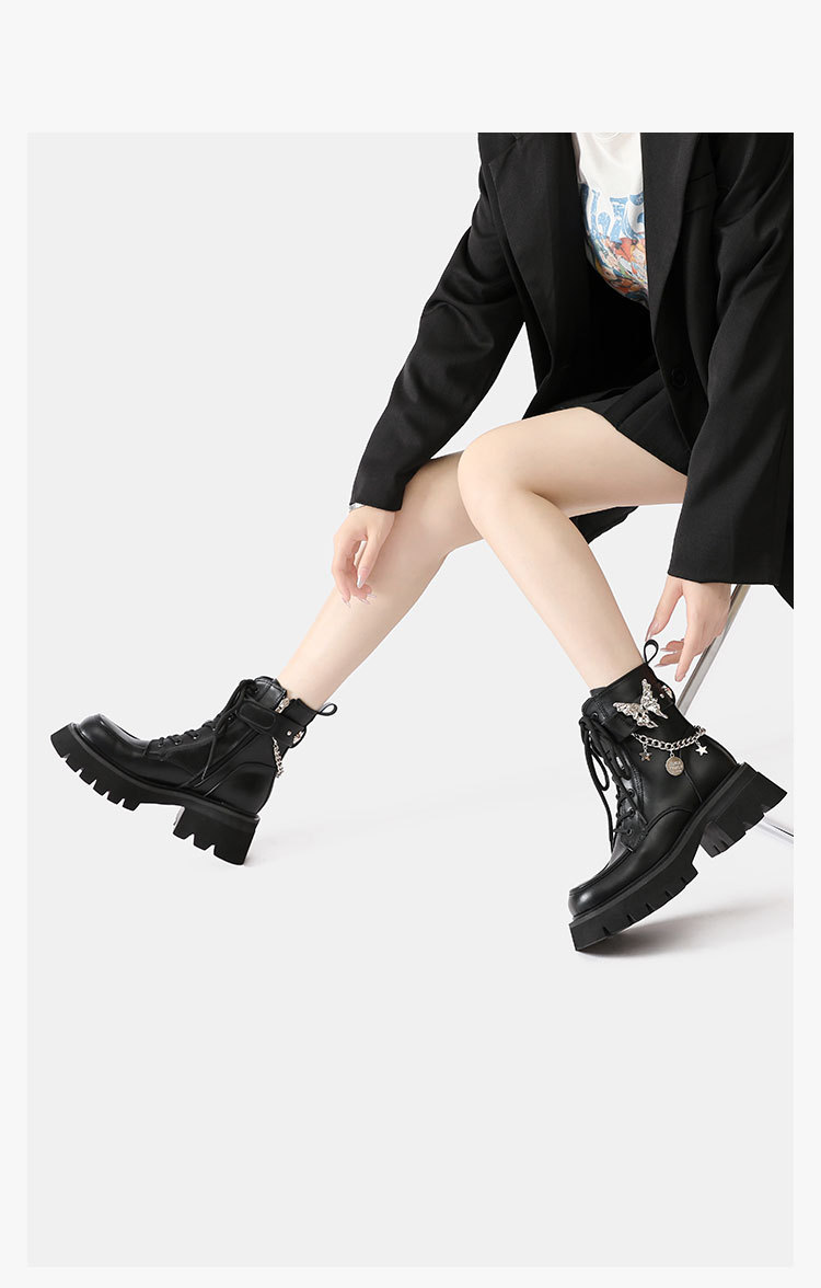 2024 Ősz/Tél Új Liquid Butterfly Martin Talpú Könnyű Knight Rövidnadrág Női Vastag Sarkú Farmer Bőr Csizma_voghion.com