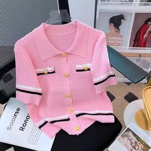 2025年春季新款韩版复古时尚百搭小众修身显瘦气质纽扣针织衫上衣