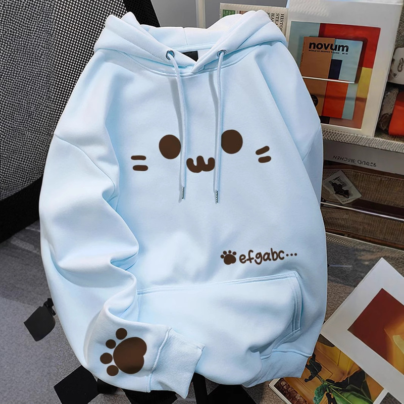 Autumn and Winter Cute Sweet Age-reducing Cartoon Printed Sweatshirt All-match Loose Fashionable Hooded fleece-lined Thickened Casual Sweatshirt Autumn and Winter Cute Sweet Age-reducing Cartoon Printed Sweatshirt All-match Loose Fashionable Hooded fleece-lined Thickened Casual Sweatshirt