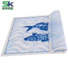 中式厨房餐垫印花型小学生超柔透明食品级硅胶餐桌垫防滑方形大号