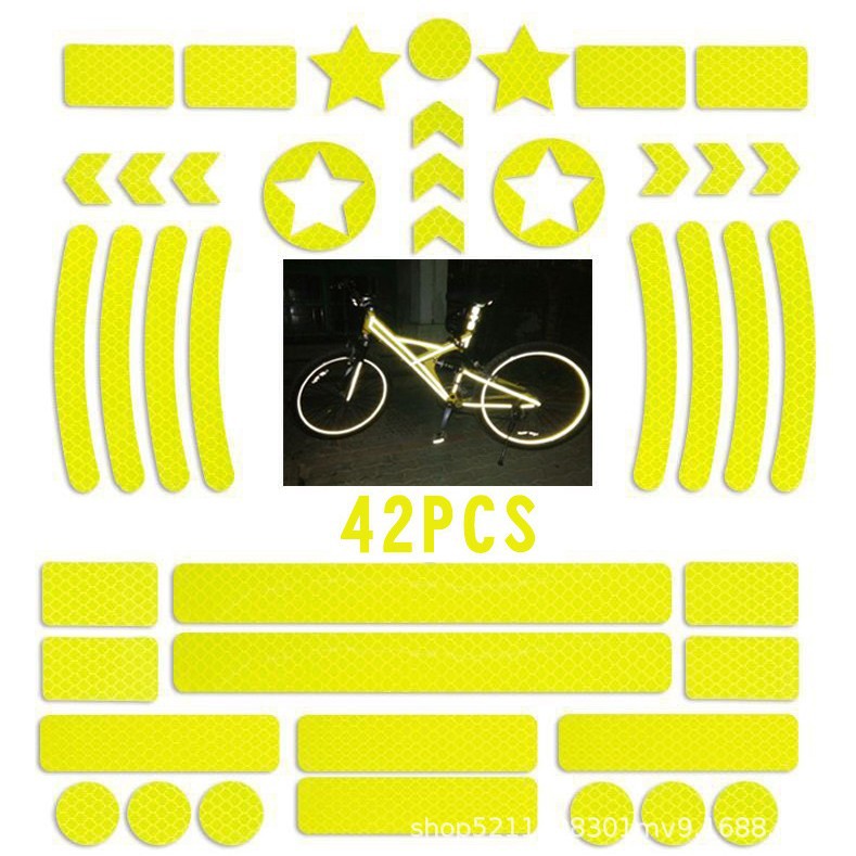 摩托车单车反光贴跨境自行车車身贴夜间反光标识网格条纹警示条车