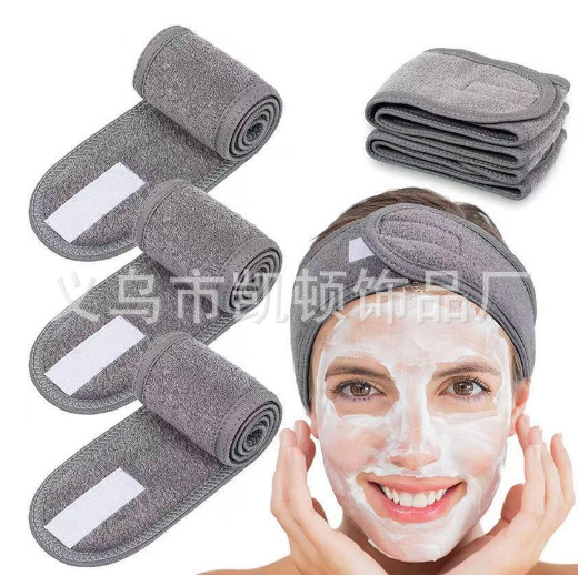 Banda para el cabello para el lavado de cara transfronterizo, máscara de maquillaje, pañuelo en la cabeza, cinta para el cabello con velcro, poliéster