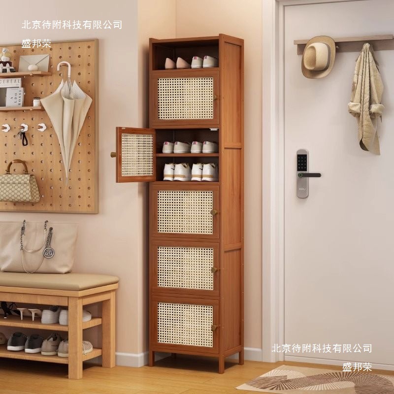 Shoe Cabinet Household Multi-Layer Narrow High Vertical Storage Rack Small Apartment Space-Saving Dust-Proof Entrance Door Simple Shoe Rack