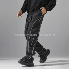 跨境厂家直销薄款美式水洗个性设计感休闲时尚高街日系宽松长裤子