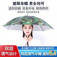 ⊗迷你伞帽晴雨头戴帽子伞防紫外线防雨防晒防风遮阳钓鱼伞小儿童