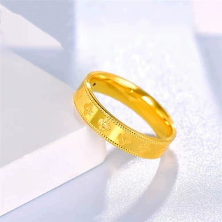 沙饰品四叶草戒指女轻奢高级感仿黄金久不掉色设计送女友指环批发