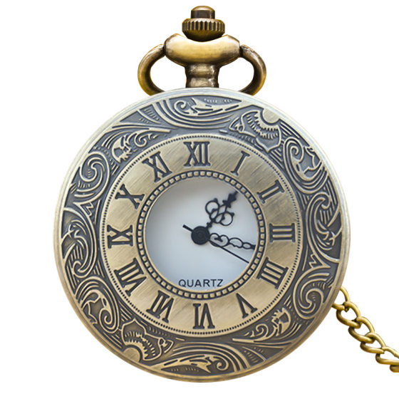 Factory watch supply wholesale personalized black retro fashion Roman numeral edge flower pocket watch gift