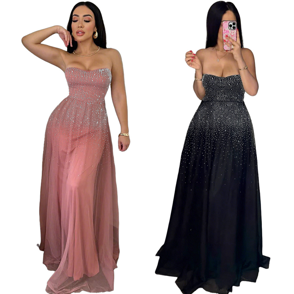 Strapless Bodycon Bandage Dress With Rhinestone Detail For Night Out Party Cocktail Club_ecoleips.com
