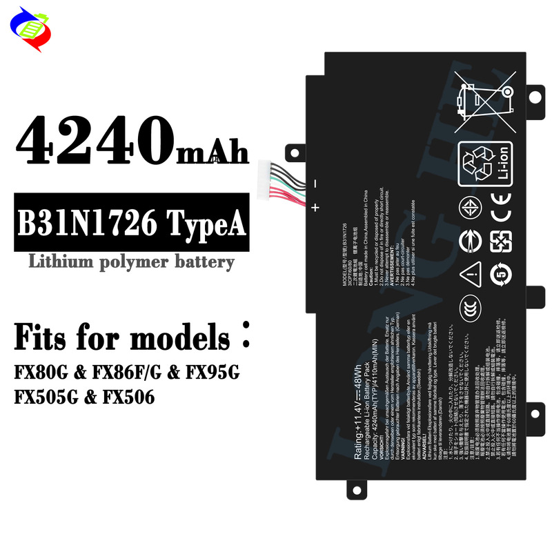 Suitable for Asus Fx80G/Fx95G/Fx505G/Fx506 Notebook Battery B31N1726 Typea/B Suitable for Asus Fx80G/Fx95G/Fx505G/Fx506 Notebook Battery B31N1726 Typea/B