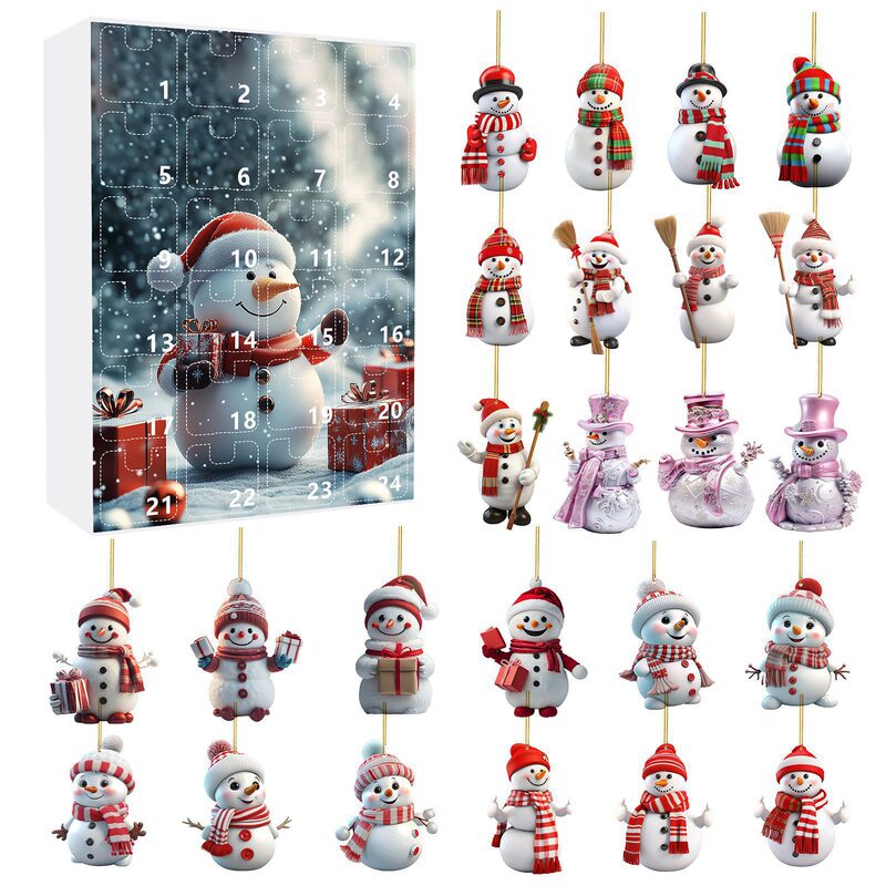 クリスマスが来たカウントダウンブラインドボックスかわいい雪だるまアクリルペンダントクリスマスカレンダーブラインドボックス|undefined
