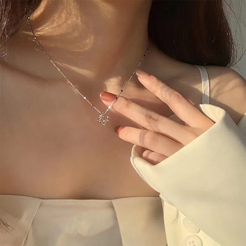 立方体几何锁骨链女 设计感小众饰品项链ins精致冷淡风颈链潮批发