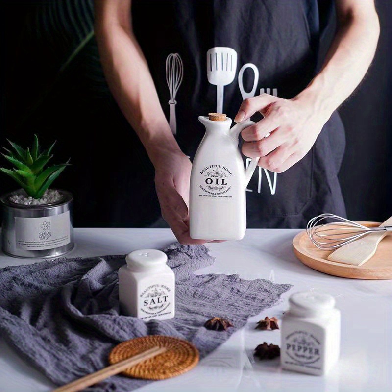 TEMU almacén en el extranjero nuevo agente de comidas entretenimiento botella de cerámica tanque de aceite a prueba de fugas