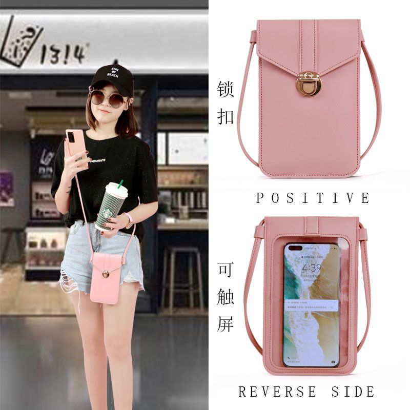 Sweet mobile phone bag for women, mini girl's small shoulder bag, simple transparent touch screen mobile phone bag, fashionable shoulder bag for women