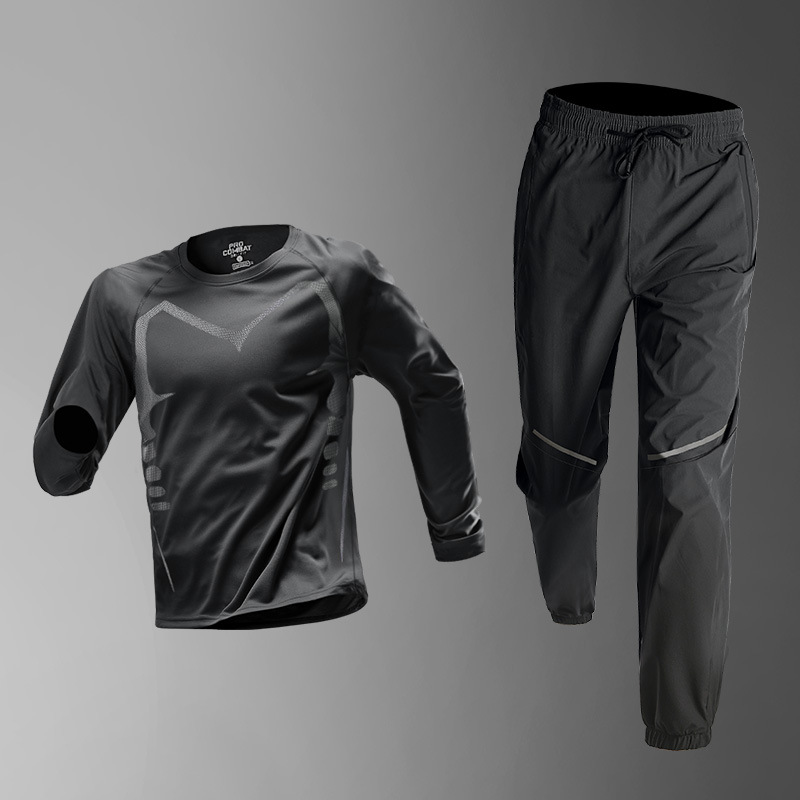 Trajes deportivos para hombres correr primavera secado rápido camiseta de manga larga correr de la mañana ciclismo deportivo baloncesto fitness ropa sala de entrenamiento