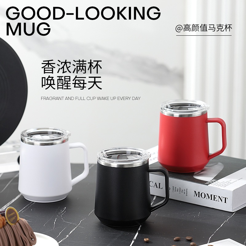 Tendencia creativa aislamiento de doble capa 304 acero inoxidable taza de oficina taza de hogar de oficina perezosa personalizada