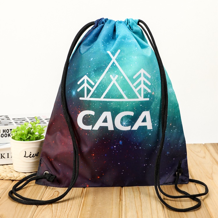 批发创意涤纶布束口袋个性抽绳袋双肩背包收纳袋可印logo