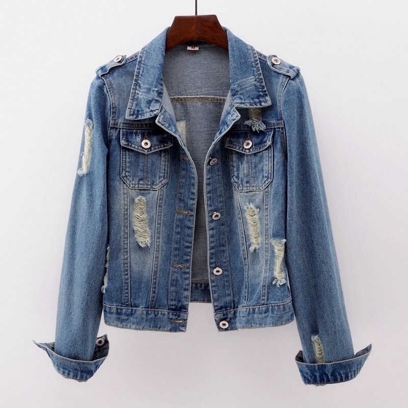Women's Short Denim Jacket Korean Style New Spring and Autumn Plus Size Cardigan Versatile Slim-Fit Long-Sleeve Top Trendy
