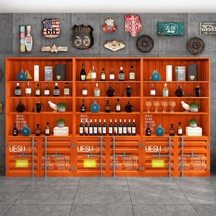 Industrial Style Floor-Standing Wine Cabinet Bar Vintage Locker Restaurant Front Desk Alcohol and Tobacco Display Cabinet Multi-Layer Drink Display Rack