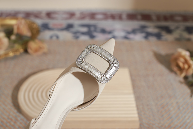 Stiletto Pumps Wedding Shoes Women's Crystal Square Pointed Heels_voghion.com