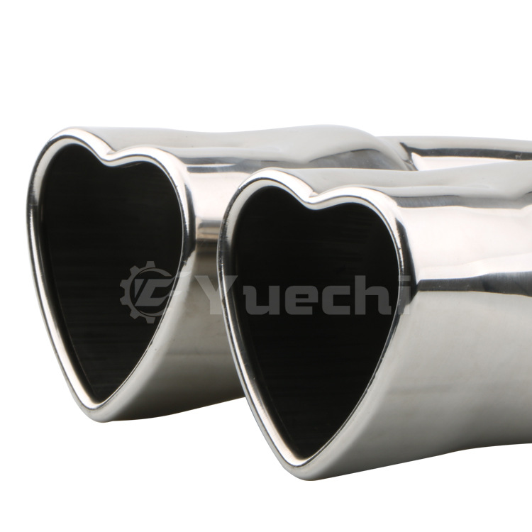 FUENTE fabricante Modificación del coche universal cola garganta amor tubo de escape en forma de corazón cola garganta doble tubo de acero inoxidable transfronteriza Venta caliente