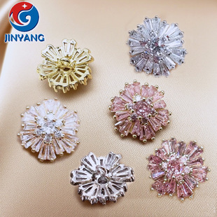 Copper-Plated Micro-Inlaid Zircon Oval Buttons for Women's Jackets, Shirts, Cardigans, Tweed Coats, DIY Small Fragrant Buttons