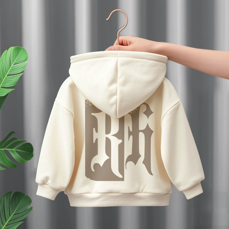 Мальчики и девочки плюшевые толстые хлопчатобумажные свитера с капюшоном осенью и зимой 2024 новые спортивные топ CUHK