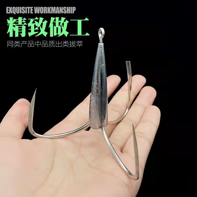 Anchor Hook Three-Claw Anchor Hook Hand Sharpened Blade Anchor Fish Hook Lead Head Hook Anti-Grab Bottom Three-Pin Hook Extra Large Hook Gate Fish Hook Wholesale