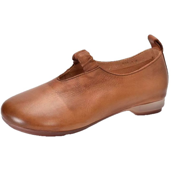 2026 primavera y otoño nuevo estilo estilo nacional de cuero suave suela retro zapatos de cabeza redonda zapatos perezosos zapatos de cuero suave mamá