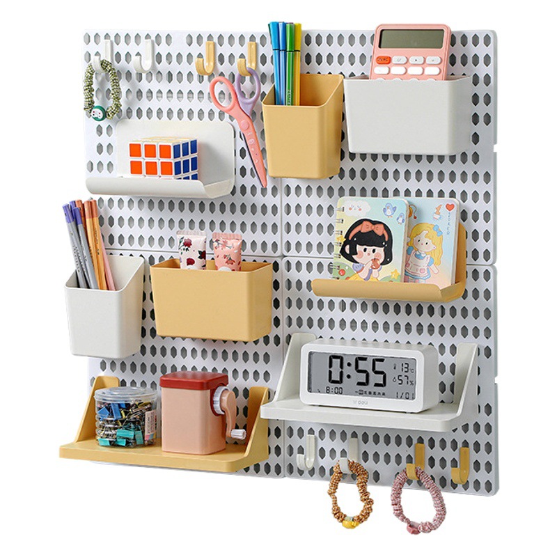 Dormitory Storage Hole Board Storage Rack No Punch Hanging Wall Hanging Board College Students' Desk Desktop Storage Rack