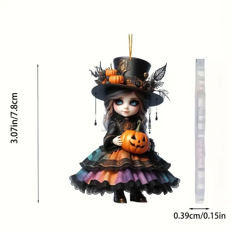 Halloween nuevo calabaza bruja colgante plano transfronterizo su viejo espejo retrovisor decoración colgante llavero colgante image 5
