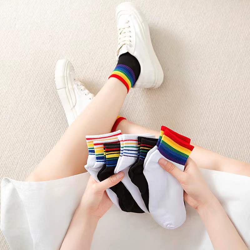 On behalf of Rainbow Socks summer Thin section Mesh motion College wind stripe have cash less than that is registered in the accounts Cotton socks children Cotton wholesale