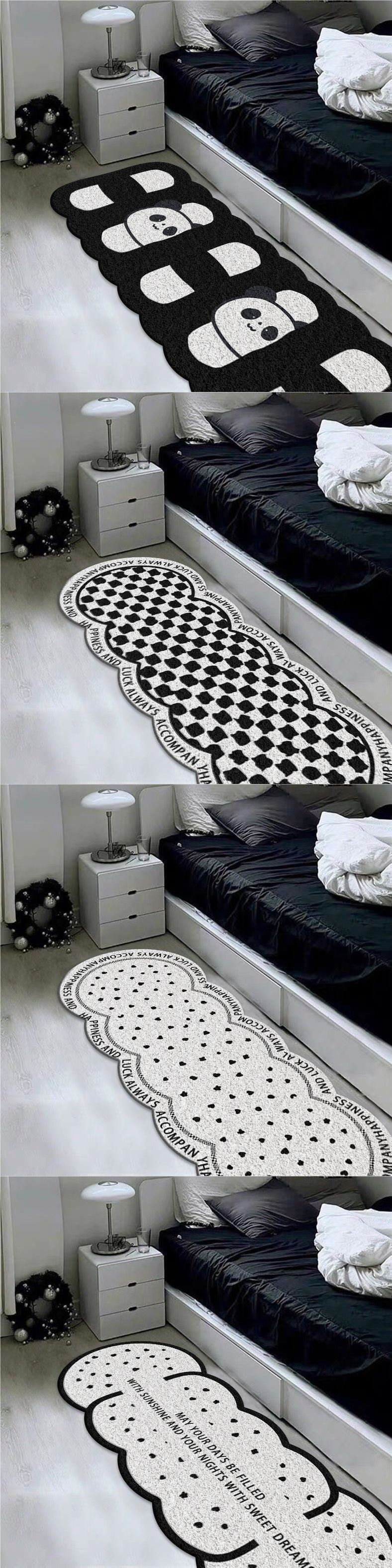 Imitation Cashmere Non-Slip Bedroom Carpet, Ins-Style Bedside Rug, Front-Of-Bed Carpet, Living Room Home Rug, Long Strip Home Carpet