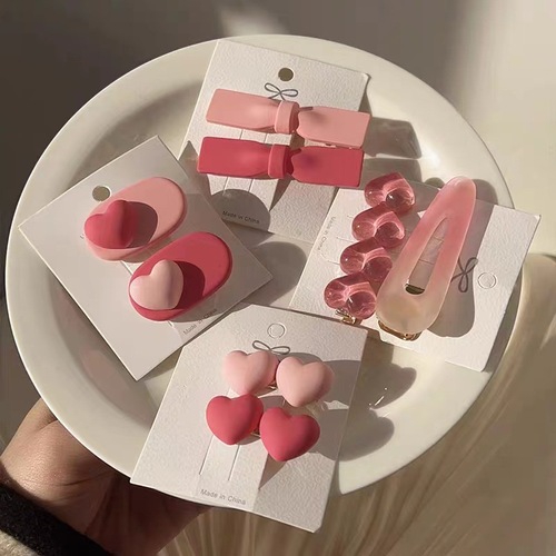 Pink sweet little hairpin side clip female side cute hairpin girl heart duckbill bb clip bangs clip headdress
