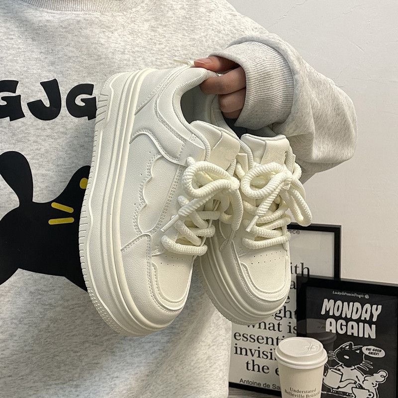 Leche fu estudiantes zapatos blancos de primavera y otoño zapatos de nicho original zapatos de mujer casuales zapatos de suela gruesa