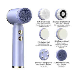 Cross-border household face cleaning six-in-one facial cleansing brush electric waterproof cleansing instrument cleaning artifact beauty instrument