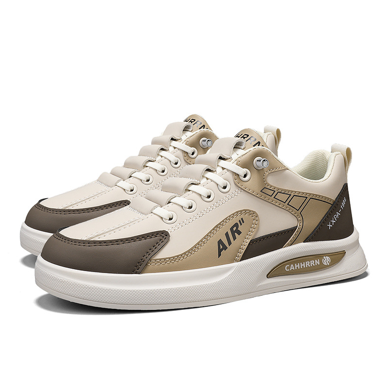 Zapatos de moda para estudiantes de skate de fondo plano de altura baja zapatos de hombre 2025 primavera nuevos zapatos de moda deportivos casuales de cuero para hombres