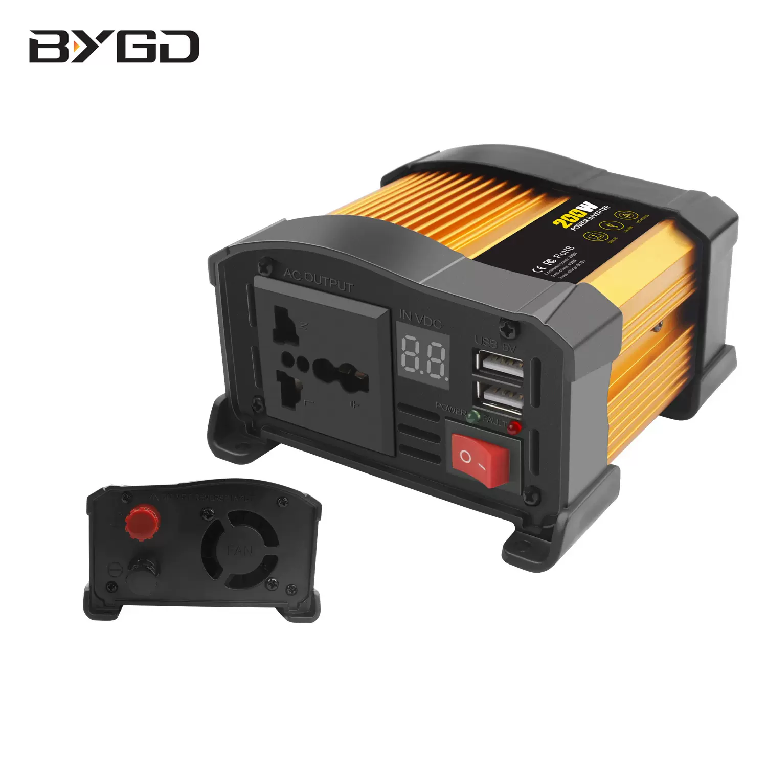 外贸爆款12V200W车载逆变器AC220V电源转换器车载电器逆变变压器