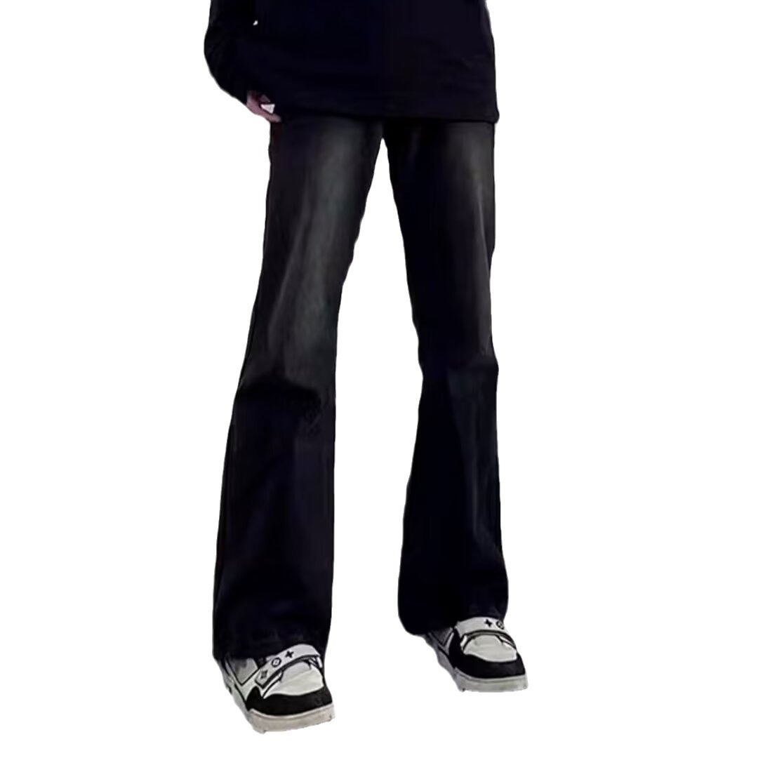 Negro recto 2024 primavera y otoño nuevo estilo americano calle alta suelta pantalones largos casuales marca de moda jeans para hombres