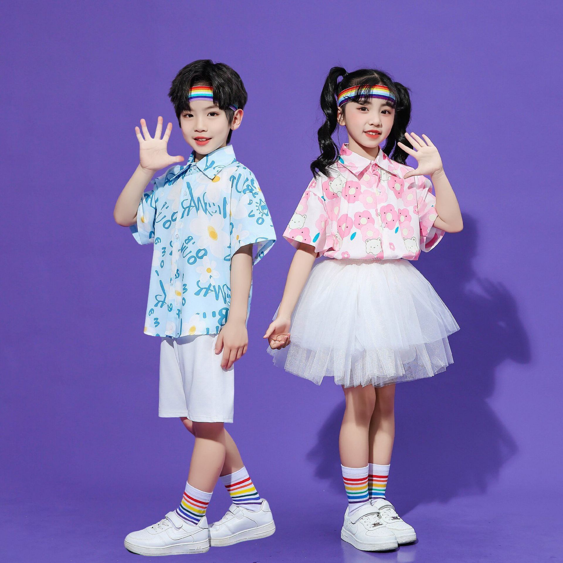 六一儿童表演服装幼儿园啦啦队演出服小学生可爱合唱舞蹈港风套装