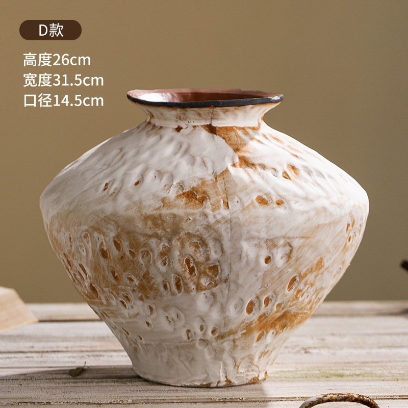 复古黑色陶瓷花瓶客厅插花玄关民宿禅意茶室水培侘寂风陶罐摆件|undefined
