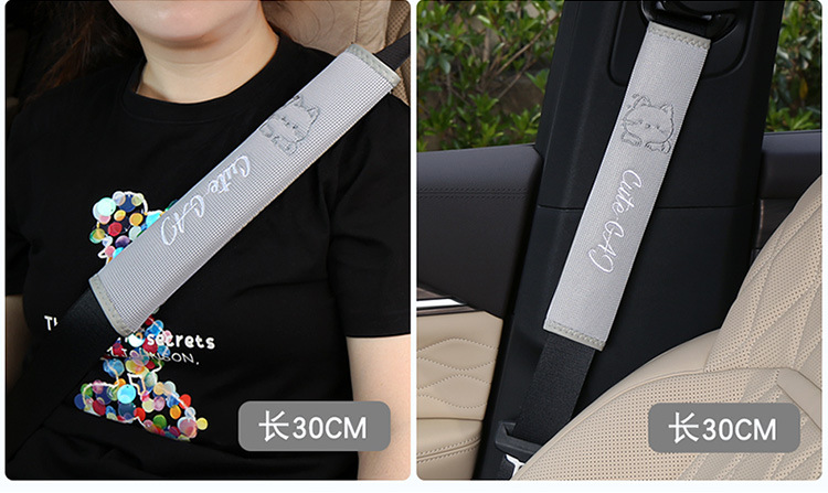 2025 Car Seat Belt Protective Cover Cartoon Cat Embroidered Decorative Cover Safety Belt Anti-Strangle Extended Shoulder Cover Summer